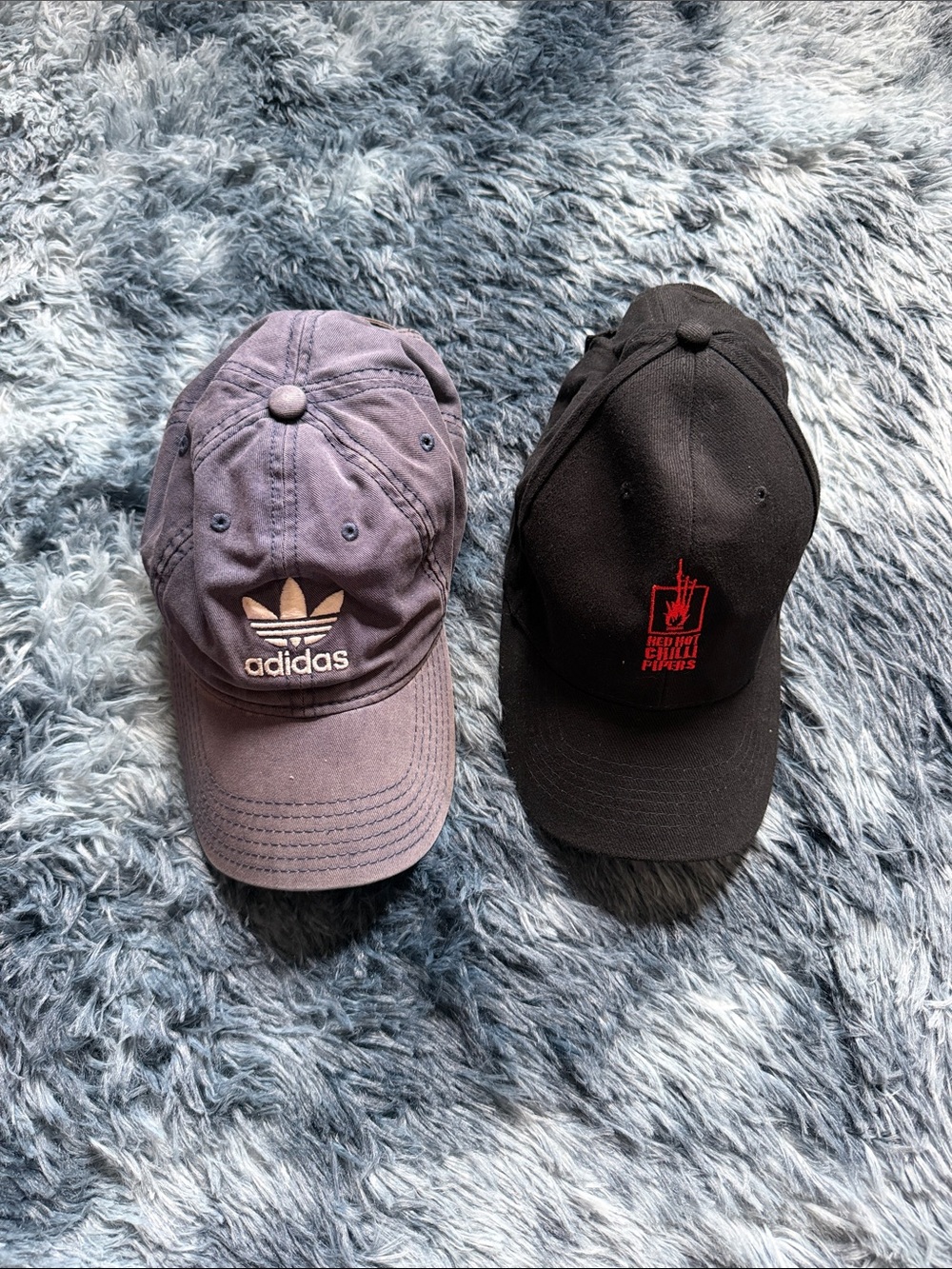 adidas Trefoil Cap in Dusty Blue and Red Hot Chilli Pipers Black Cap